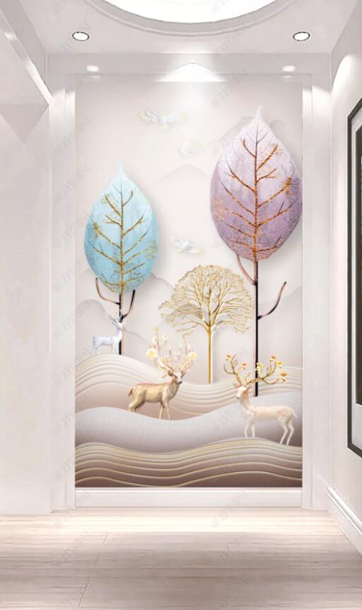 3D Colored Leaves 982 Wall Murals Wallpaper AJ Wallpaper 2 