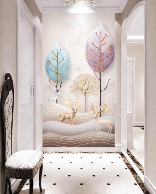 3D Colored Leaves 982 Wall Murals Wallpaper AJ Wallpaper 2 