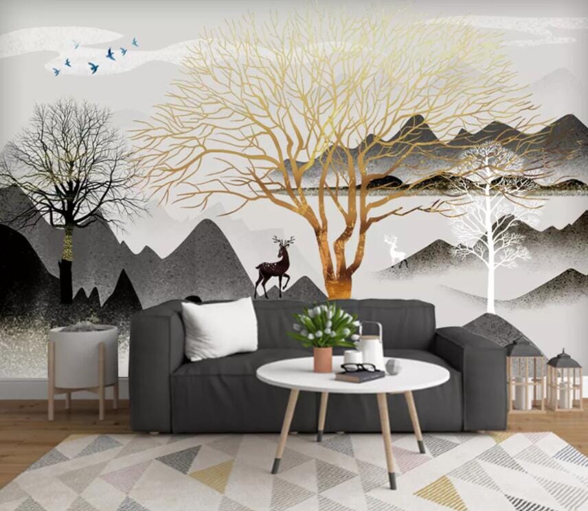 3D Golden Tree 2230 Wall Murals Wallpaper AJ Wallpaper 2 