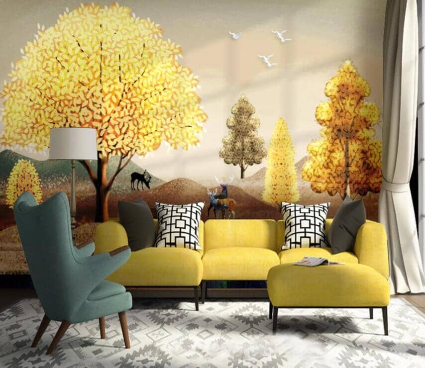 3D Golden Tree 2229 Wall Murals Wallpaper AJ Wallpaper 2 