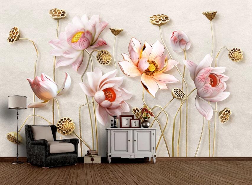 3D Lotus 963 Wall Murals Wallpaper AJ Wallpaper 2 