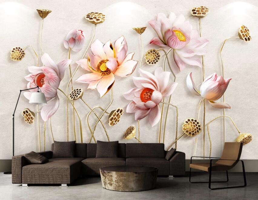 3D Lotus 963 Wall Murals Wallpaper AJ Wallpaper 2 