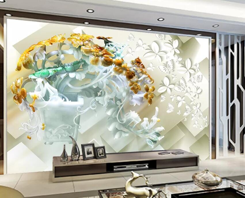 3D White Butterfly 2202 Wall Murals Wallpaper AJ Wallpaper 2 