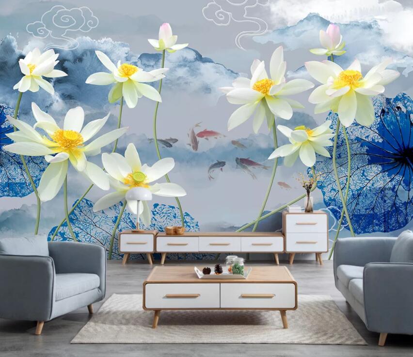 3D Lotus 915 Wall Murals Wallpaper AJ Wallpaper 2 