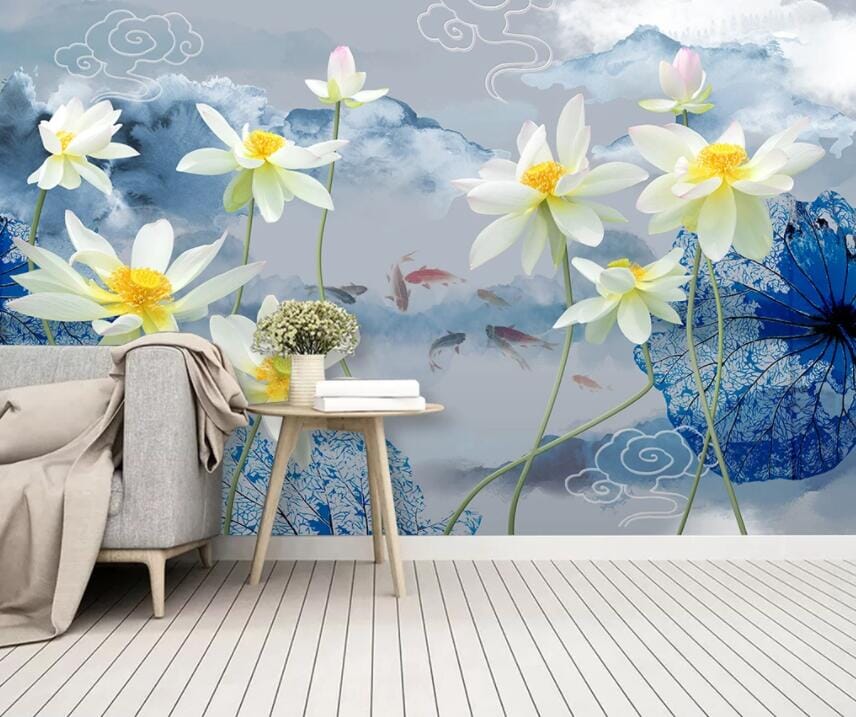 3D Lotus Bloom 2191 Wall Murals Wallpaper AJ Wallpaper 2 
