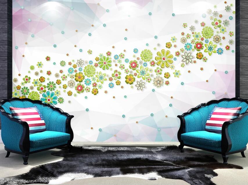 3D Colored Flowers 909 Wall Murals Wallpaper AJ Wallpaper 2 