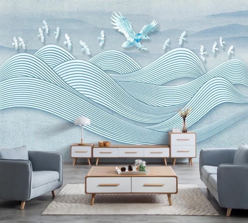 3D Blue Ocean Waves 2136 Wall Murals Wallpaper AJ Wallpaper 2 