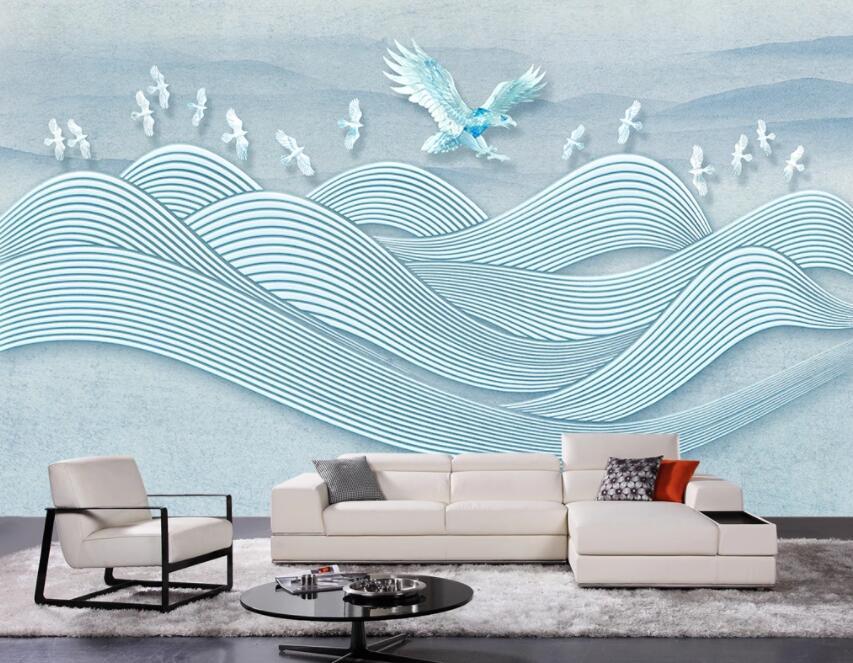 3D Blue Wave 851 Wall Murals Wallpaper AJ Wallpaper 2 