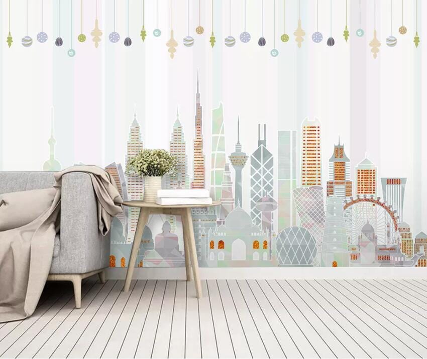 3D Color Building 2124 Wall Murals Wallpaper AJ Wallpaper 2 