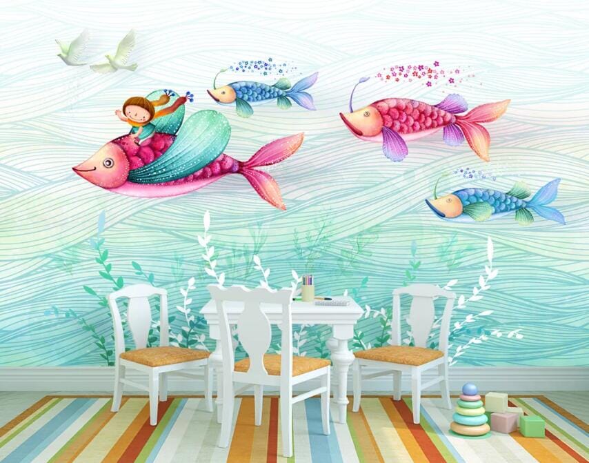 3D Pink Goldfish 2193 Wall Murals Wallpaper AJ Wallpaper 2 