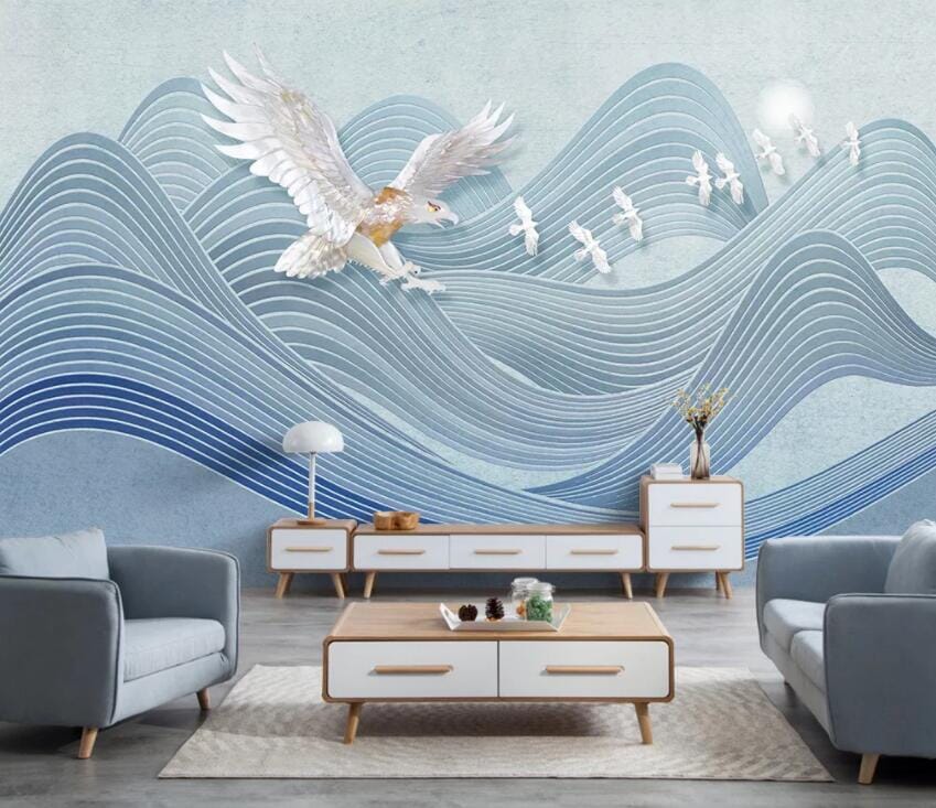 3D Wave Eagle 2161 Wall Murals Wallpaper AJ Wallpaper 2 