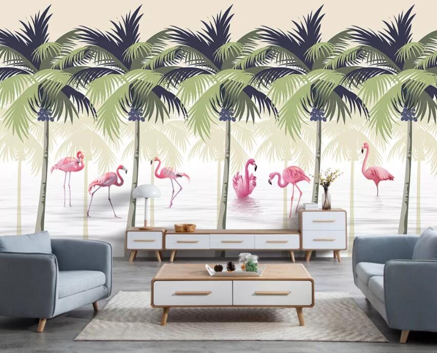 3D Pink Flamingo 2159 Wall Murals Wallpaper AJ Wallpaper 2 