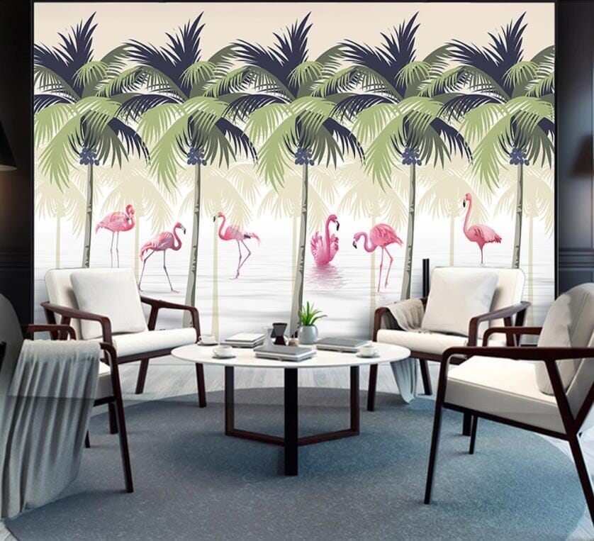 3D Pink Flamingo 2159 Wall Murals Wallpaper AJ Wallpaper 2 