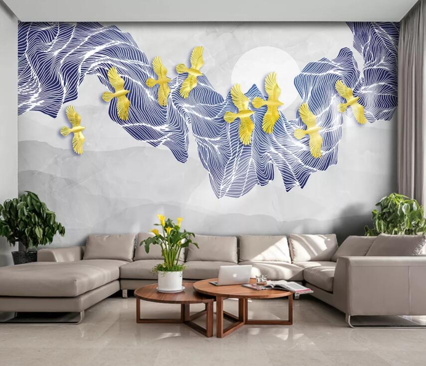 3D Golden Bird 723 Wall Murals Wallpaper AJ Wallpaper 2 