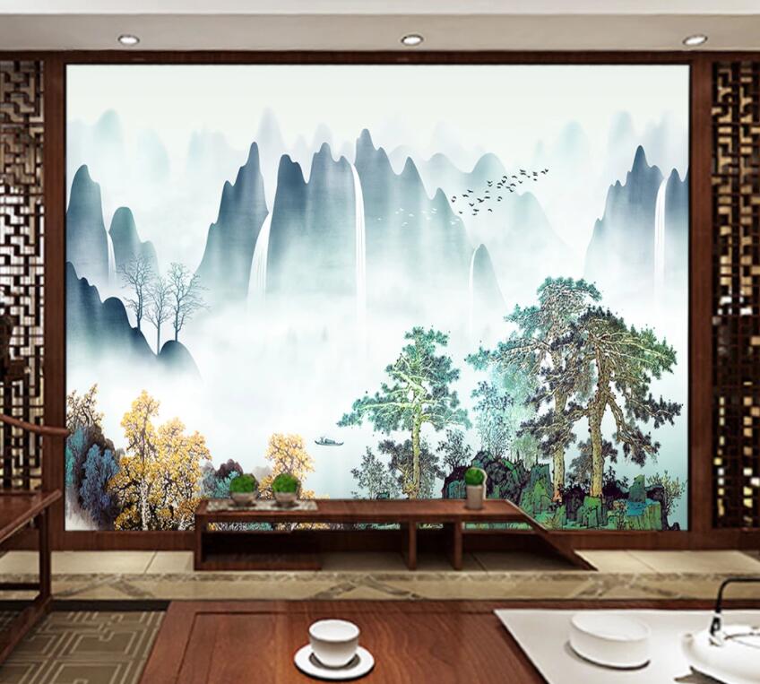 3D Foggy Forest 540 Wall Murals Wallpaper AJ Wallpaper 2 