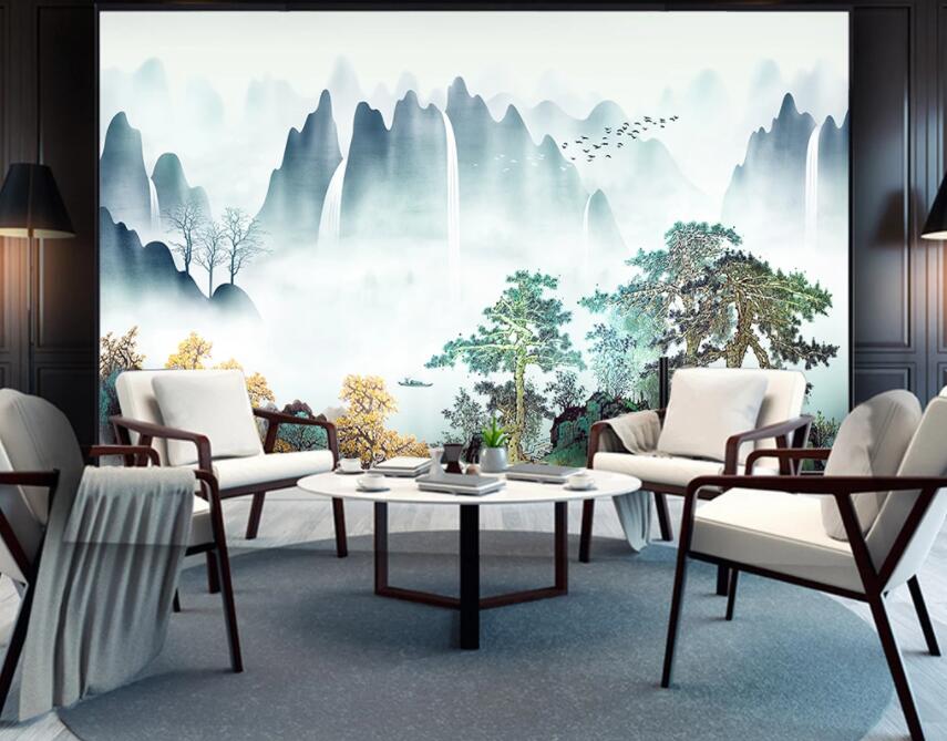 3D Foggy Forest 540 Wall Murals Wallpaper AJ Wallpaper 2 