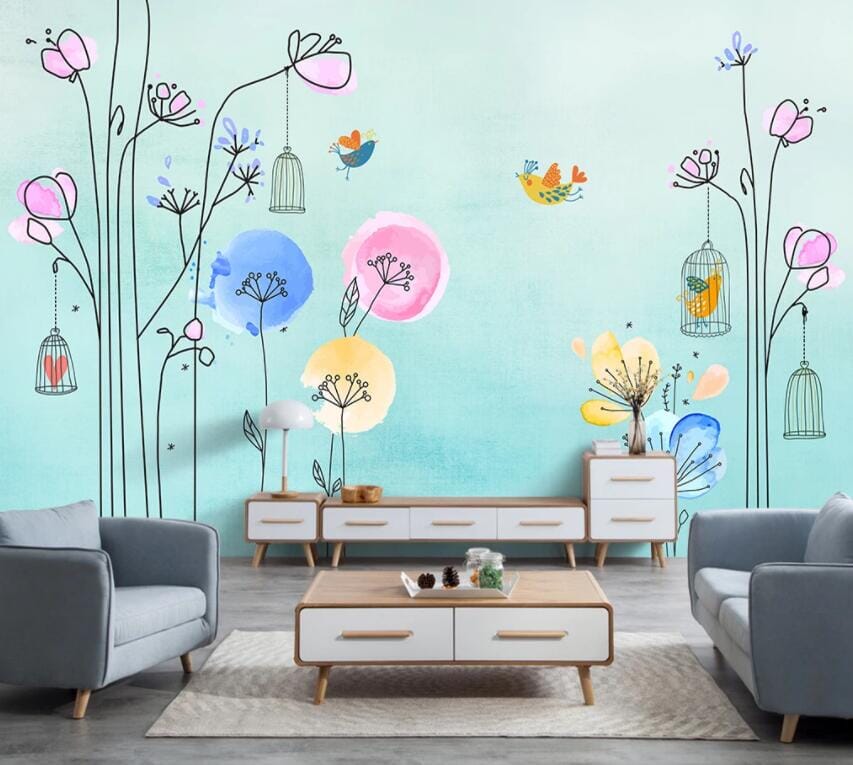 3D Colored Flowers 1818 Wall Murals Wallpaper AJ Wallpaper 2 
