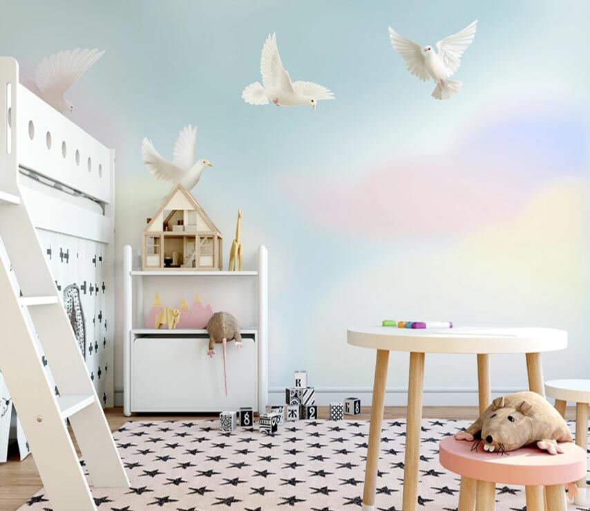 3D Little White Pigeon 1371 Wall Murals Wallpaper AJ Wallpaper 2 