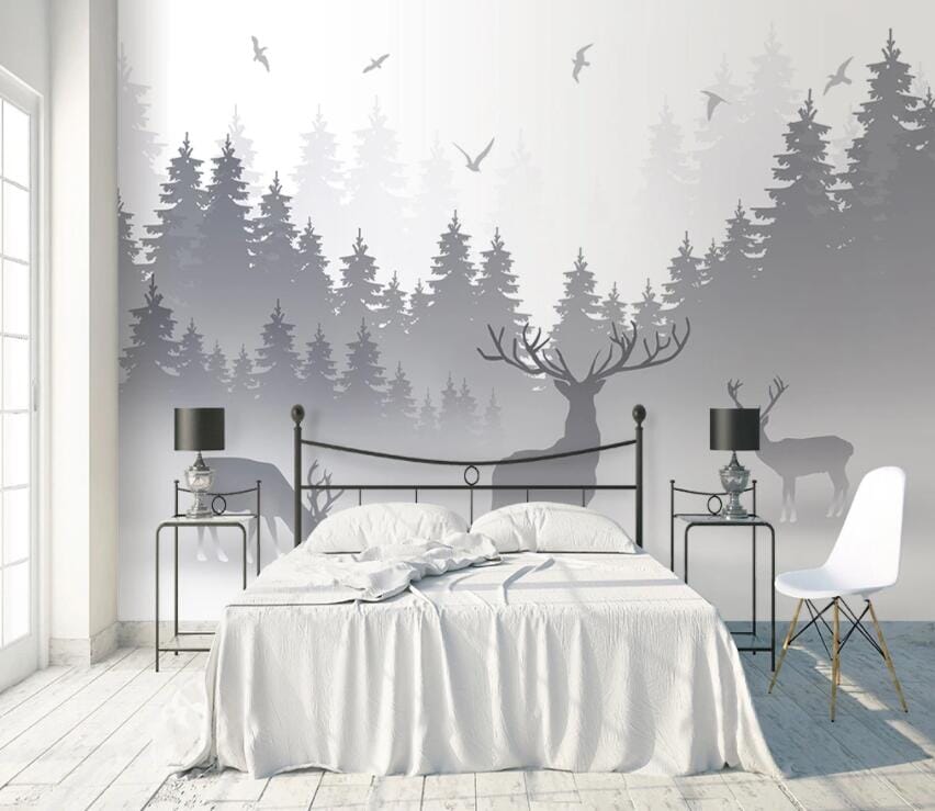 3D Fallow Deer Forest 2440 Wall Murals Wallpaper AJ Wallpaper 2 