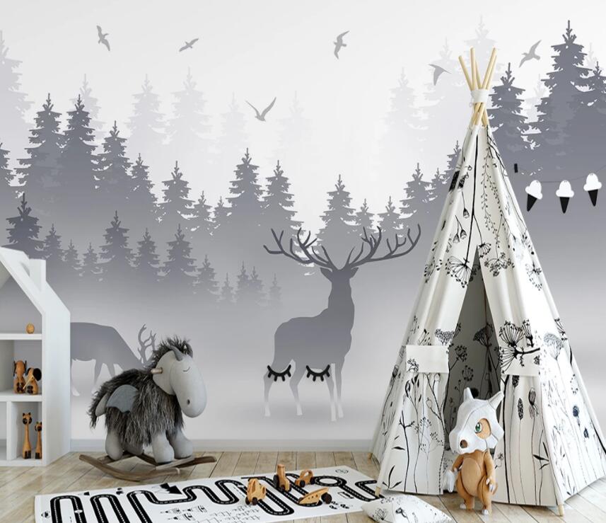 3D Deer Forest 1362 Wall Murals Wallpaper AJ Wallpaper 2 