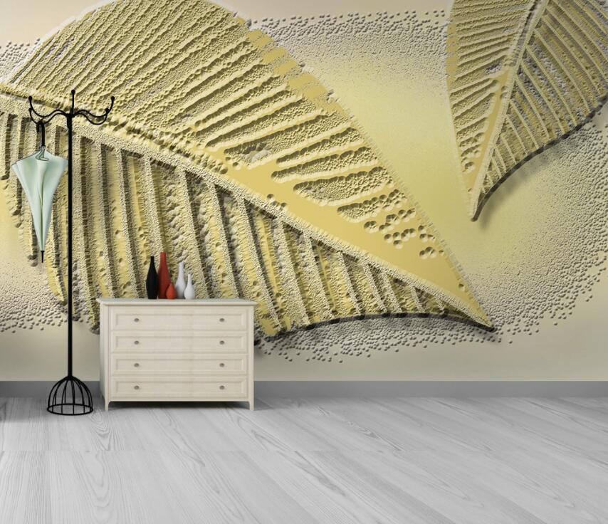 3D Golden Leaves 2034 Wall Murals Wallpaper AJ Wallpaper 2 