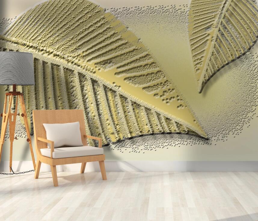 3D Golden Leaves 2034 Wall Murals Wallpaper AJ Wallpaper 2 