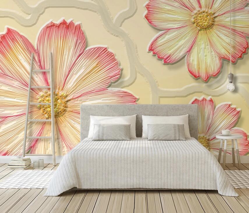 3D Pink Flowers 2045 Wall Murals Wallpaper AJ Wallpaper 2 