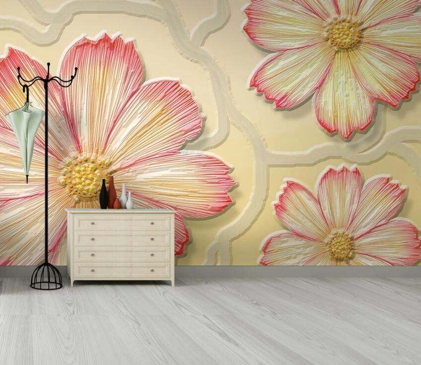 3D Pink Flowers 2045 Wall Murals Wallpaper AJ Wallpaper 2 