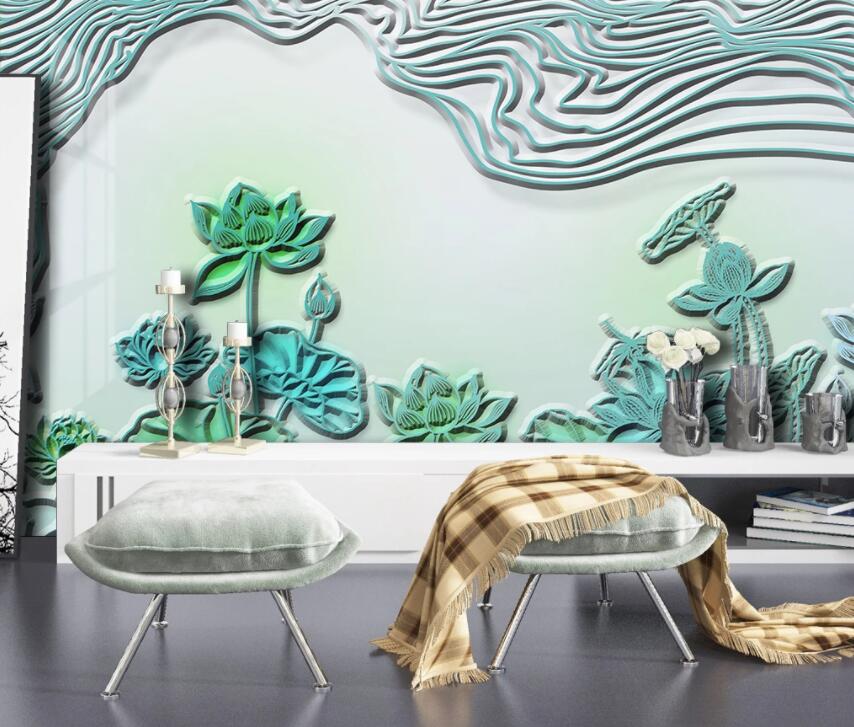 3D Lotus Pond 1985 Wall Murals Wallpaper AJ Wallpaper 2 