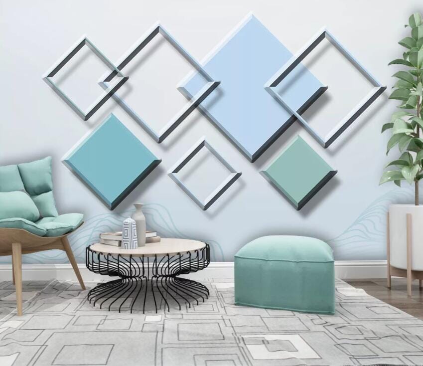 3D Green Square 3002 Wall Murals Wallpaper AJ Wallpaper 2 
