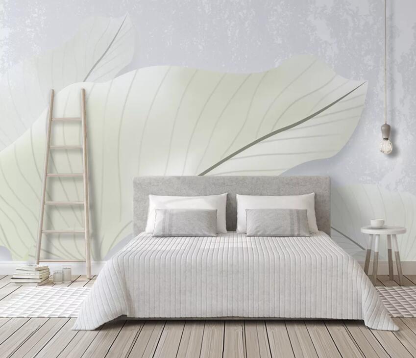 3D White Leaves 2037 Wall Murals Wallpaper AJ Wallpaper 2 