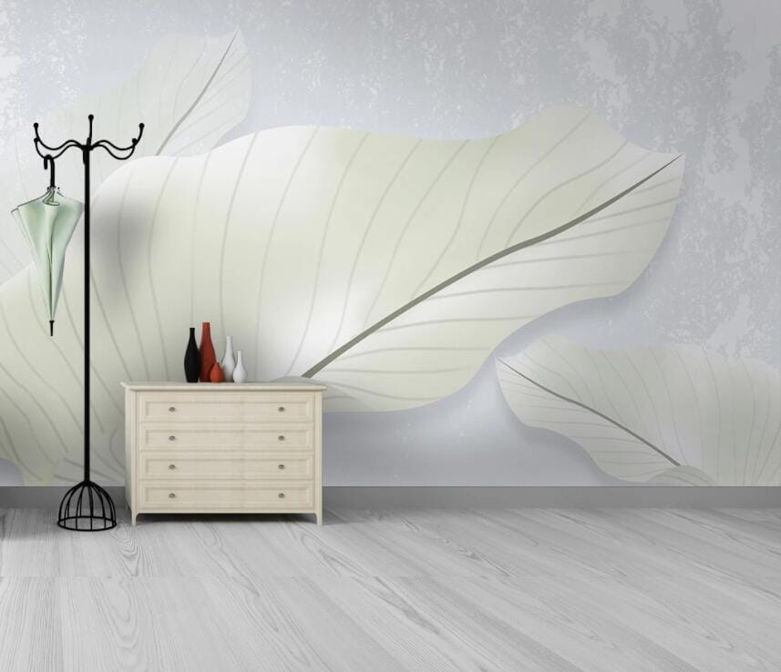 3D White Leaves 3046 Wall Murals Wallpaper AJ Wallpaper 2 