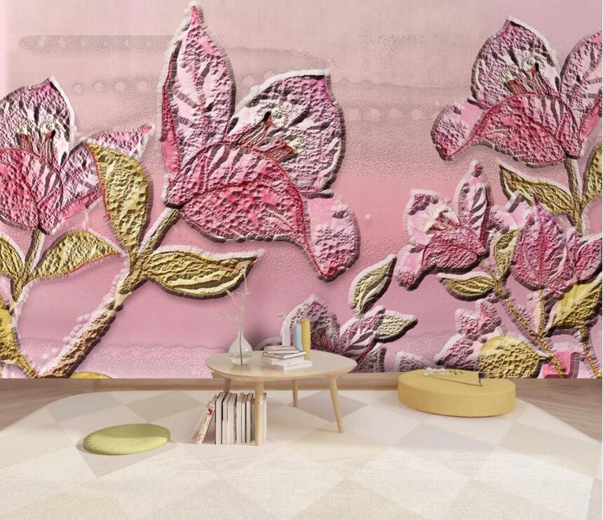 3D Pink Leaves 2023 Wall Murals Wallpaper AJ Wallpaper 2 