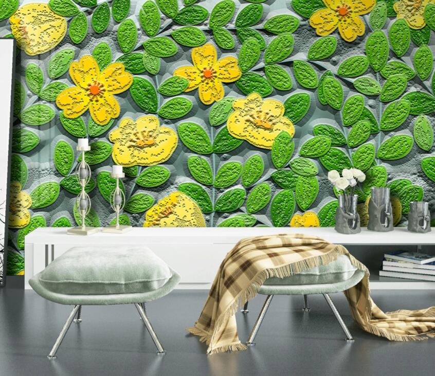 3D Green Leaf Flower 2025 Wall Murals Wallpaper AJ Wallpaper 2 