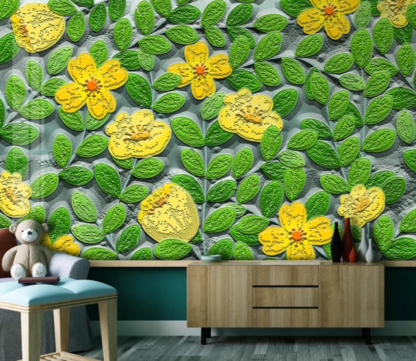 3D Green Leaf Flower 2025 Wall Murals Wallpaper AJ Wallpaper 2 