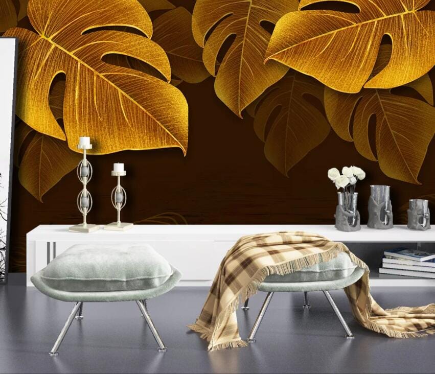 3D Halo Yellow Leaves 2944 Wall Murals Wallpaper AJ Wallpaper 2 