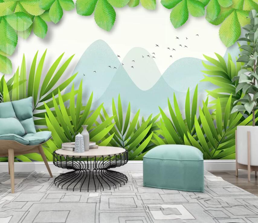 3D Green Leaf 1950 Wall Murals Wallpaper AJ Wallpaper 2 