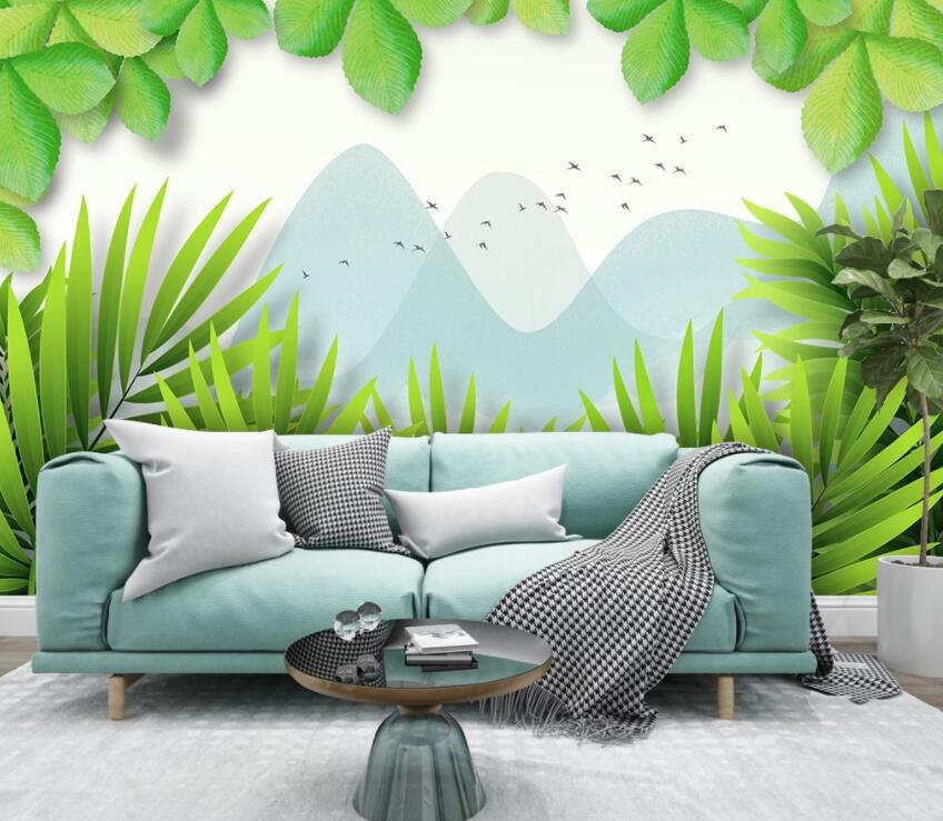 3D Green Leaf 1950 Wall Murals Wallpaper AJ Wallpaper 2 