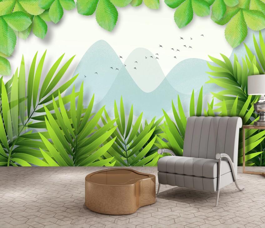 3D Green Leaf 1950 Wall Murals Wallpaper AJ Wallpaper 2 