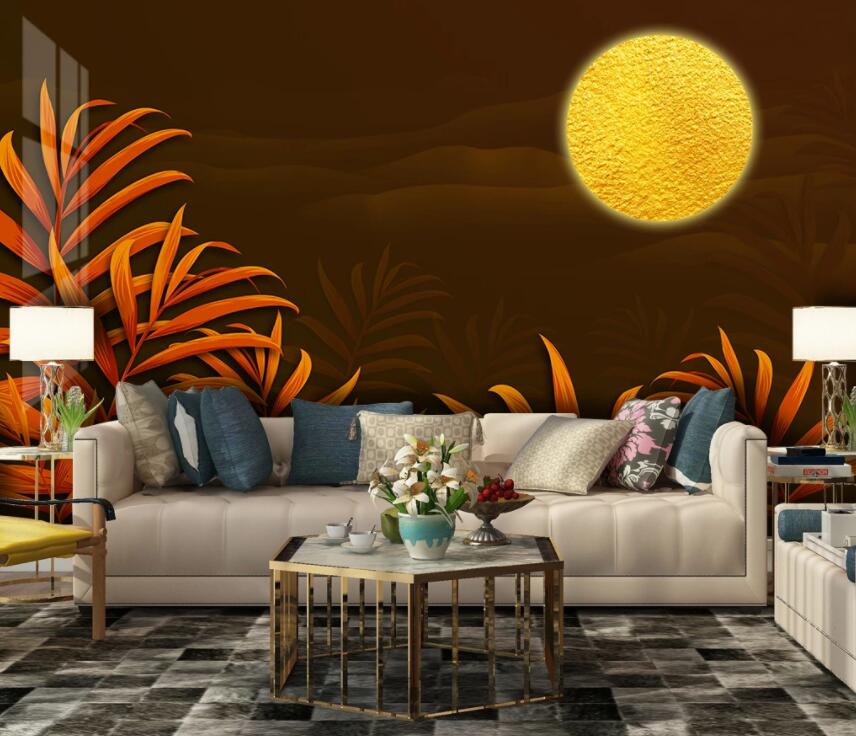 3D Leaves Moon 1940 Wall Murals Wallpaper AJ Wallpaper 2 