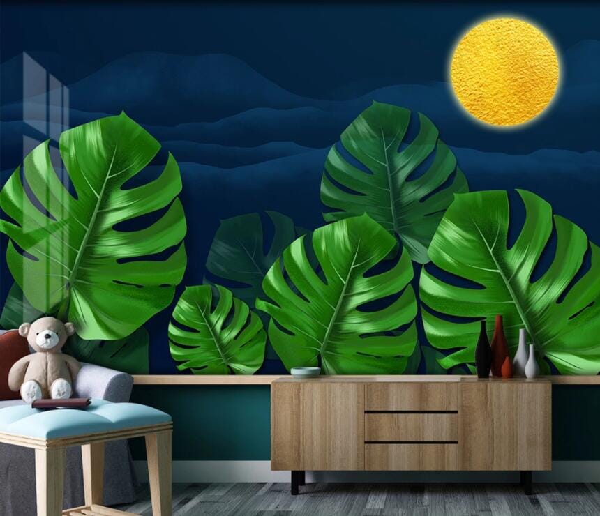 3D Leaves Moon 2885 Wall Murals Wallpaper AJ Wallpaper 2 