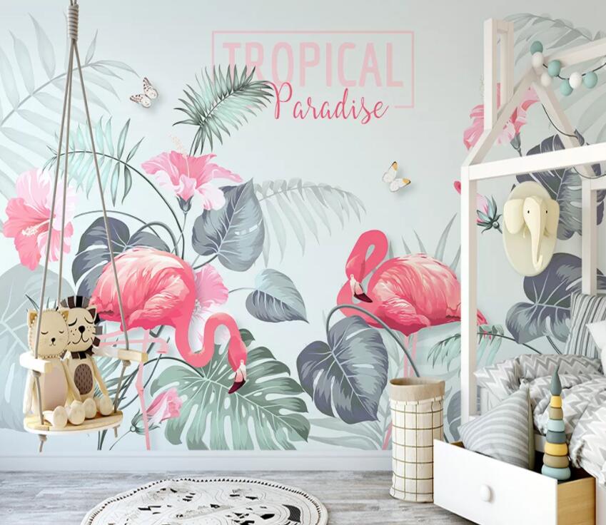 3D Pink Flamingo 1223 Wall Murals Wallpaper AJ Wallpaper 2 
