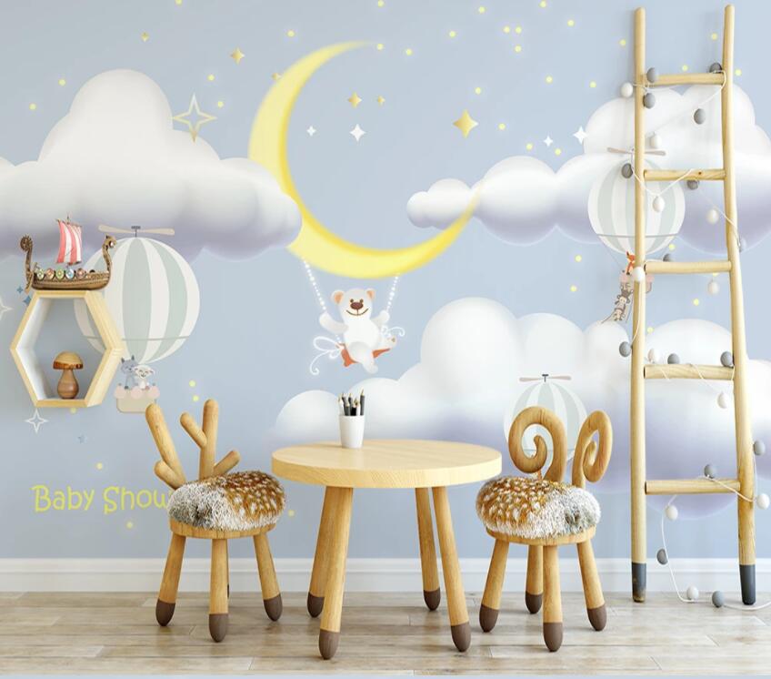 3D White Cloud Moon 1215 Wall Murals Wallpaper AJ Wallpaper 2 