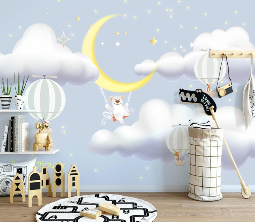 3D White Cloud Moon 1215 Wall Murals Wallpaper AJ Wallpaper 2 