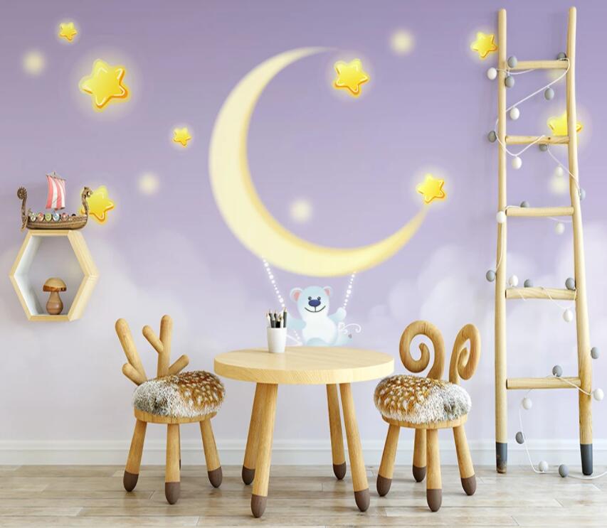 3D Dolphin Moon 1214 Wall Murals Wallpaper AJ Wallpaper 2 