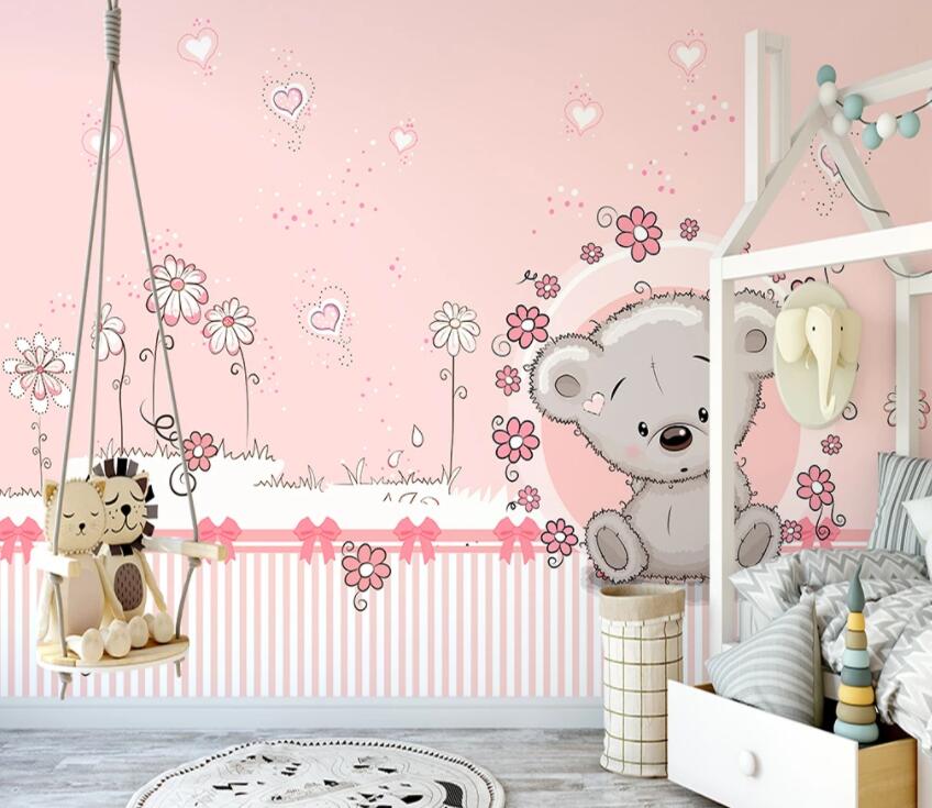 3D Pink Bear 1213 Wall Murals Wallpaper AJ Wallpaper 2 