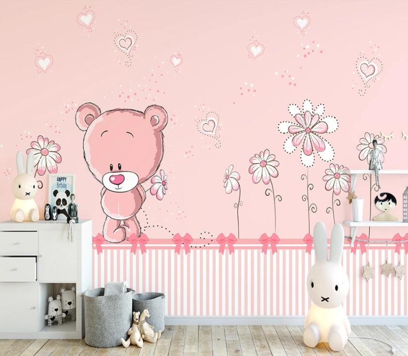 3D Pink Bear 1213 Wall Murals Wallpaper AJ Wallpaper 2 