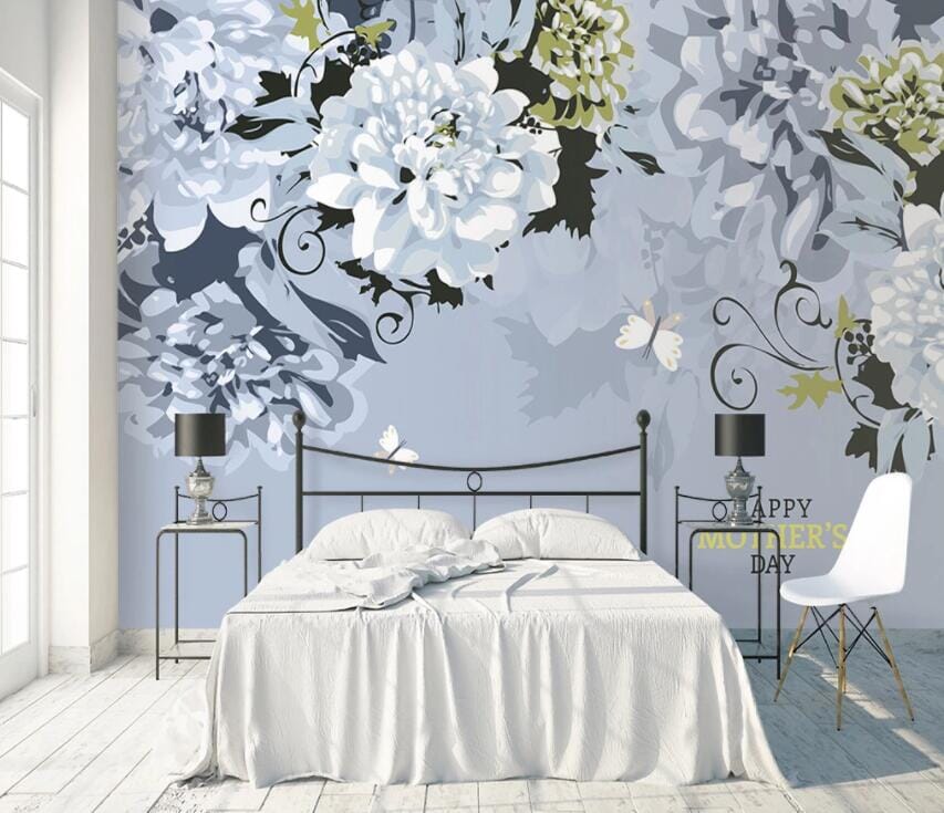 3D White Flowers 2316 Wall Murals Wallpaper AJ Wallpaper 2 