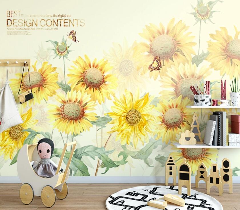 3D Sunflower 1125 Wall Murals Wallpaper AJ Wallpaper 2 