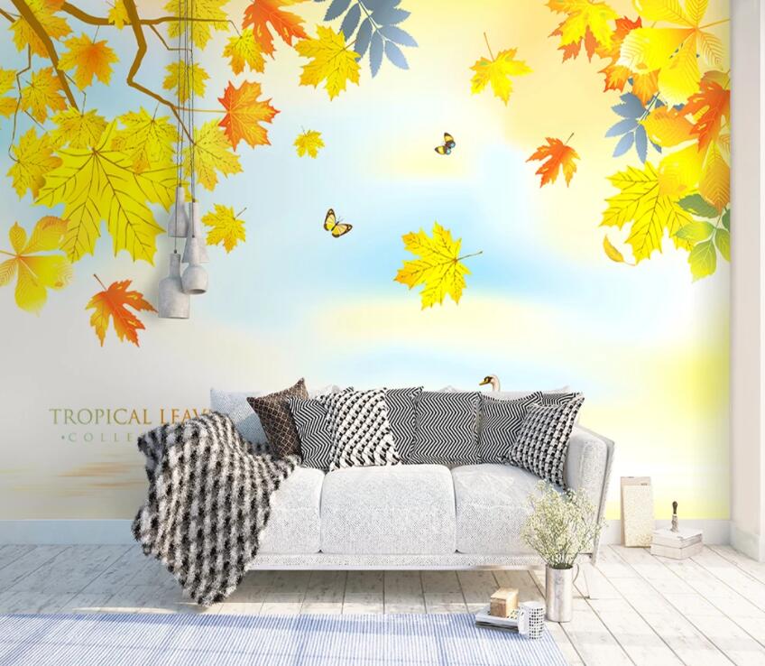 3D Colored Leaves 1120 Wall Murals Wallpaper AJ Wallpaper 2 